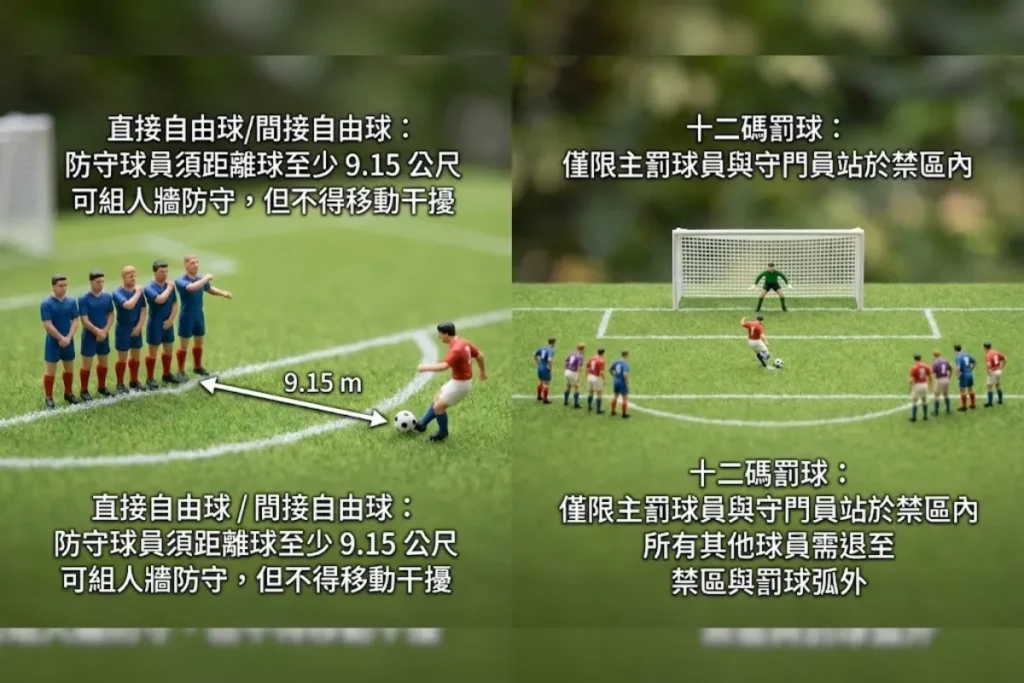 足球罰球規則:防守方距離與人牆規範
